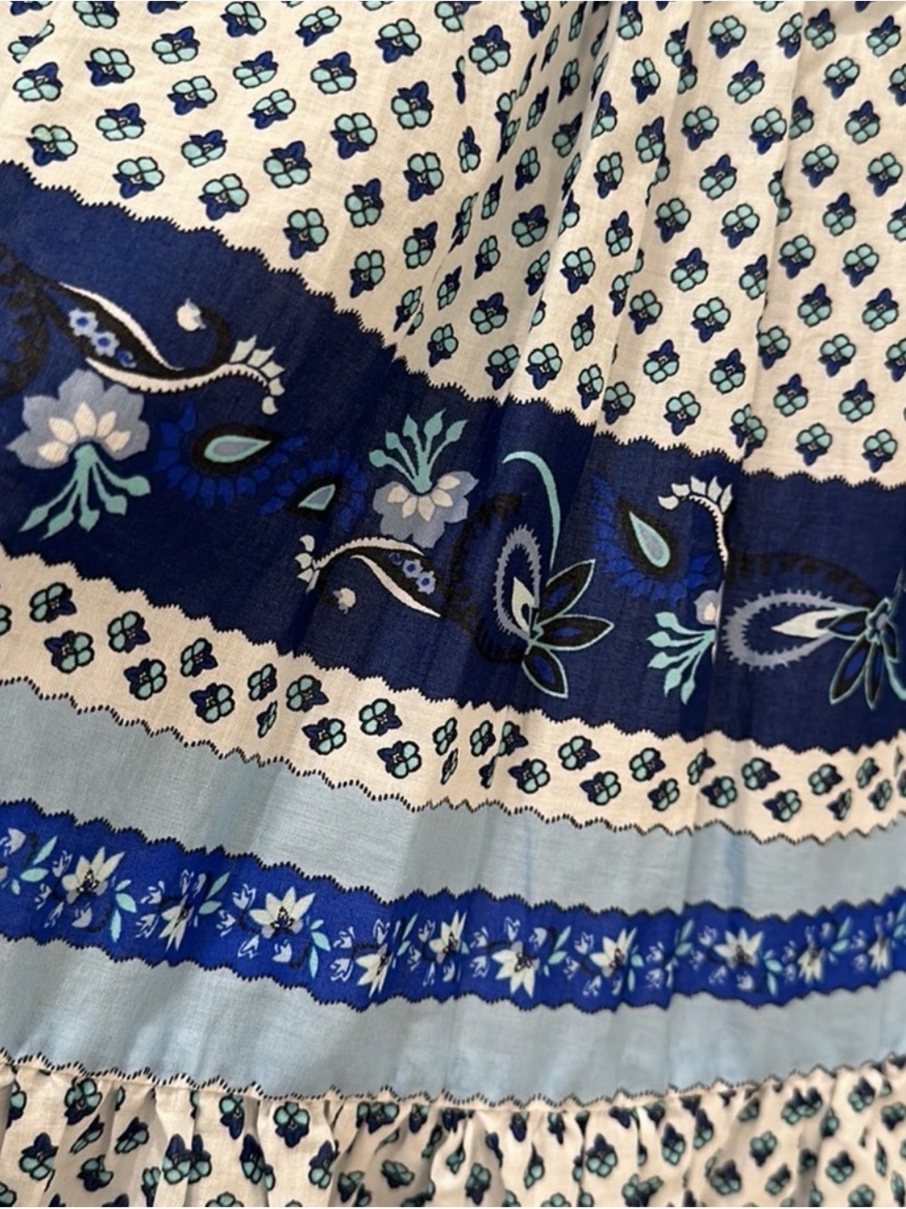 J. Crew Blue and White High Waist Tiered Midi Skirt NWOT Size XS - Picture 5 of 5